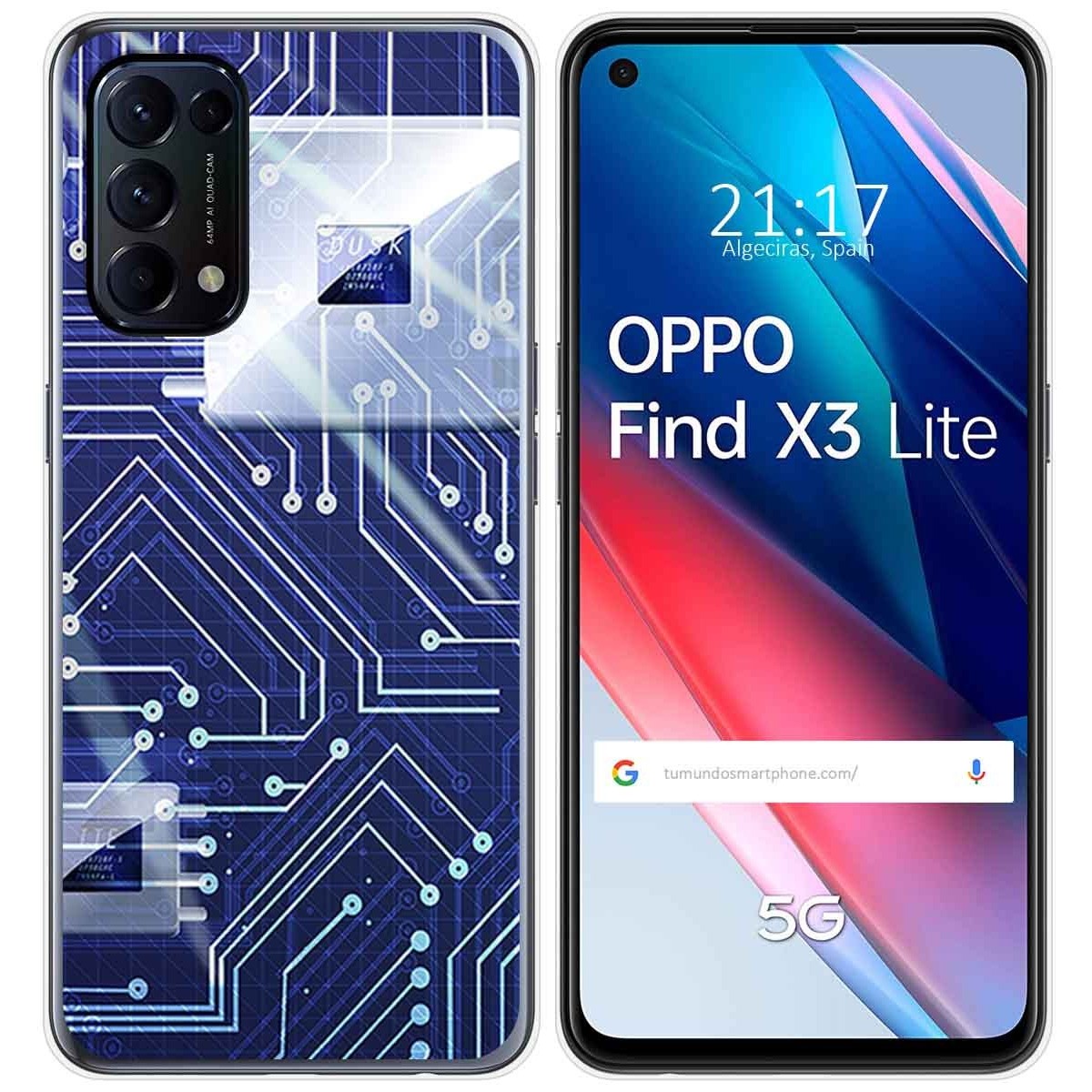 Funda Gel Tpu para Oppo Find X3 Lite 5G diseño Circuito Dibujos
