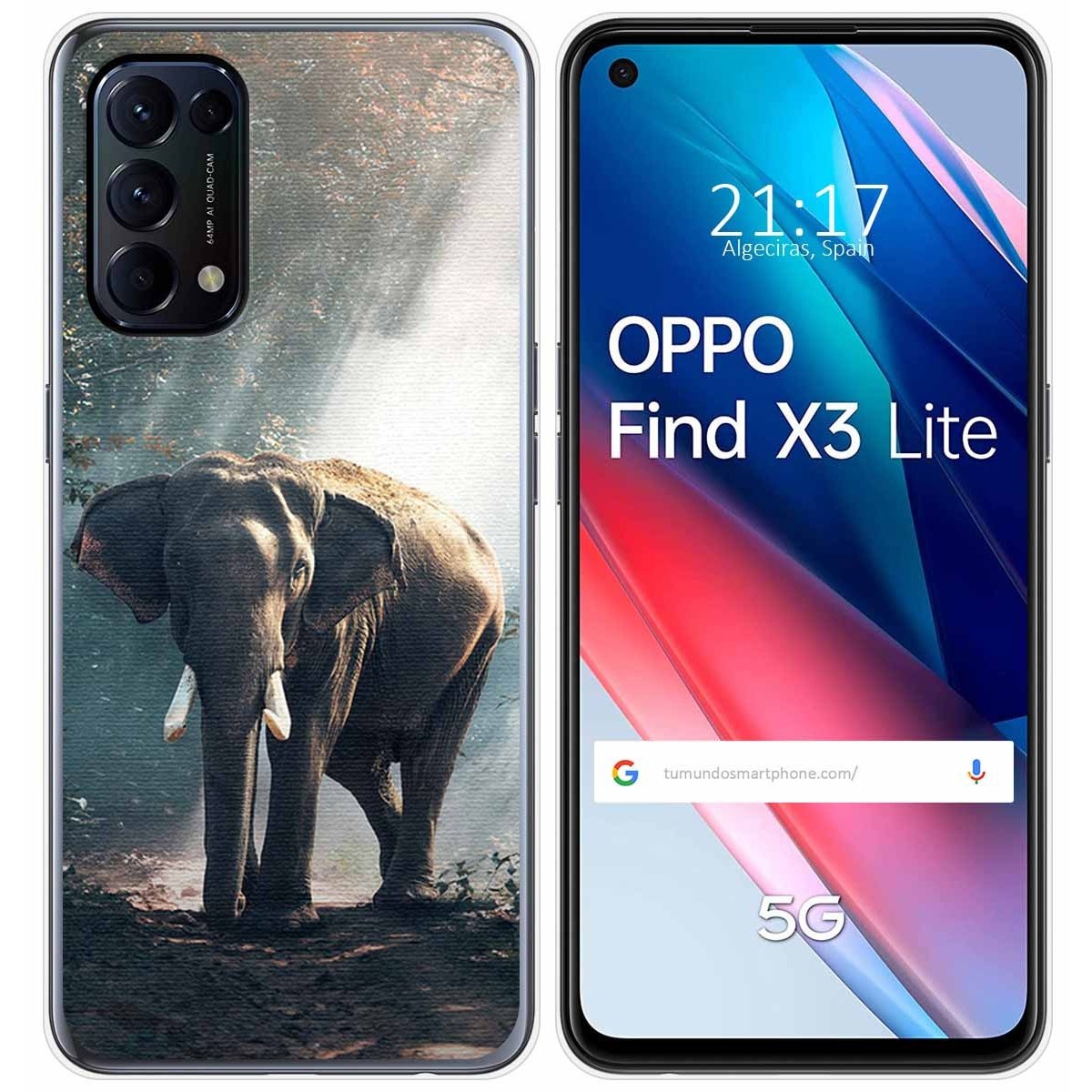 Funda Gel Tpu para Oppo Find X3 Lite 5G diseño Elefante Dibujos
