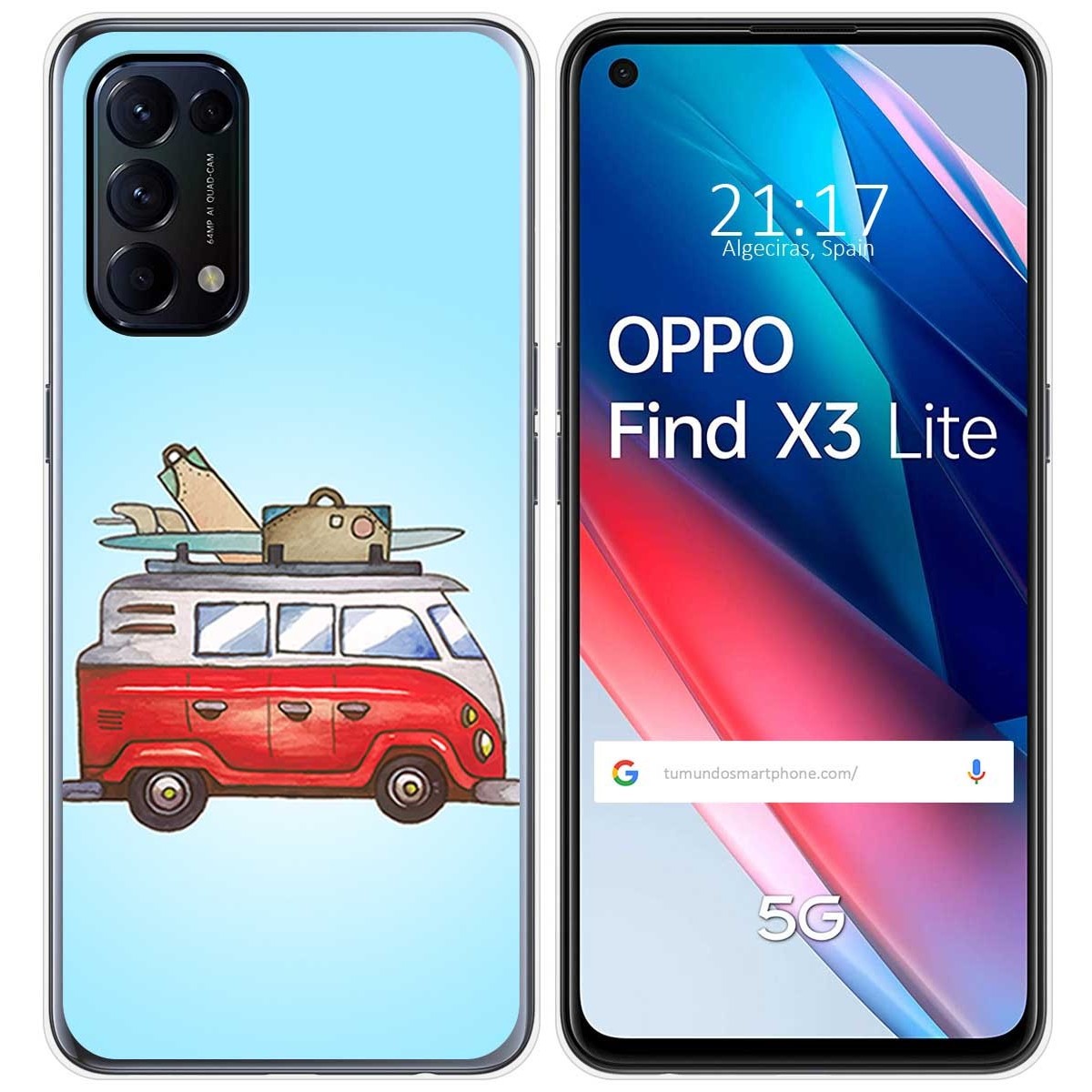 Funda Gel Tpu para Oppo Find X3 Lite 5G diseño Furgoneta Dibujos