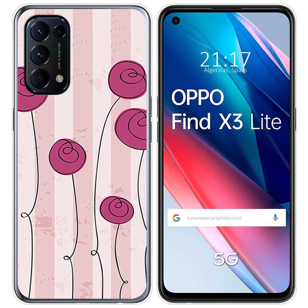 Funda Gel Tpu para Oppo Find X3 Lite 5G diseño Flores Vintage Dibujos