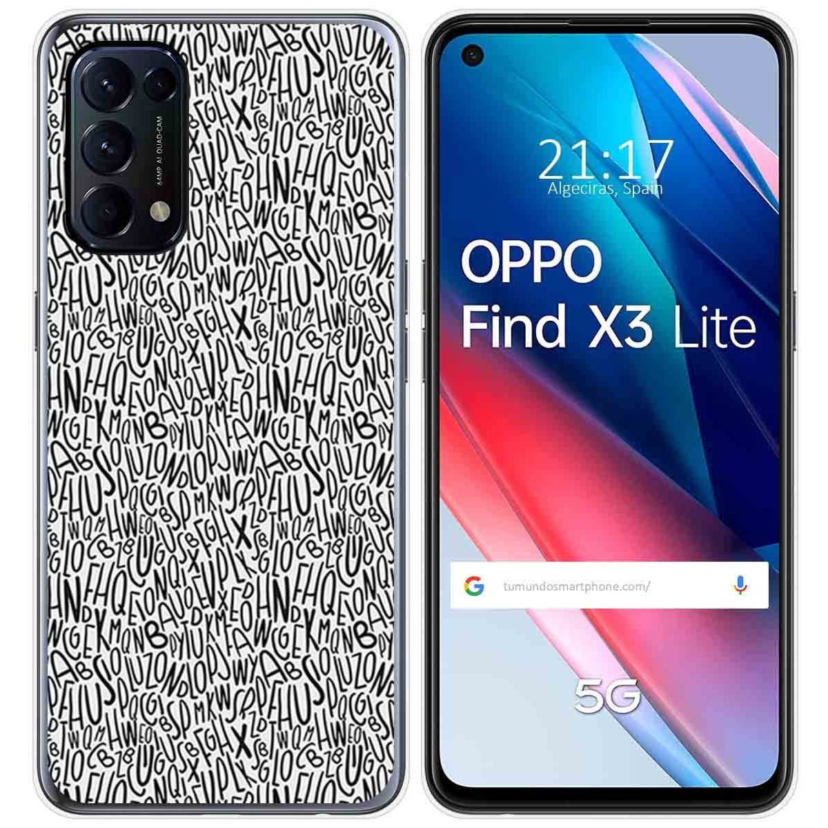 Funda Gel Tpu para Oppo Find X3 Lite 5G diseño Letras Dibujos