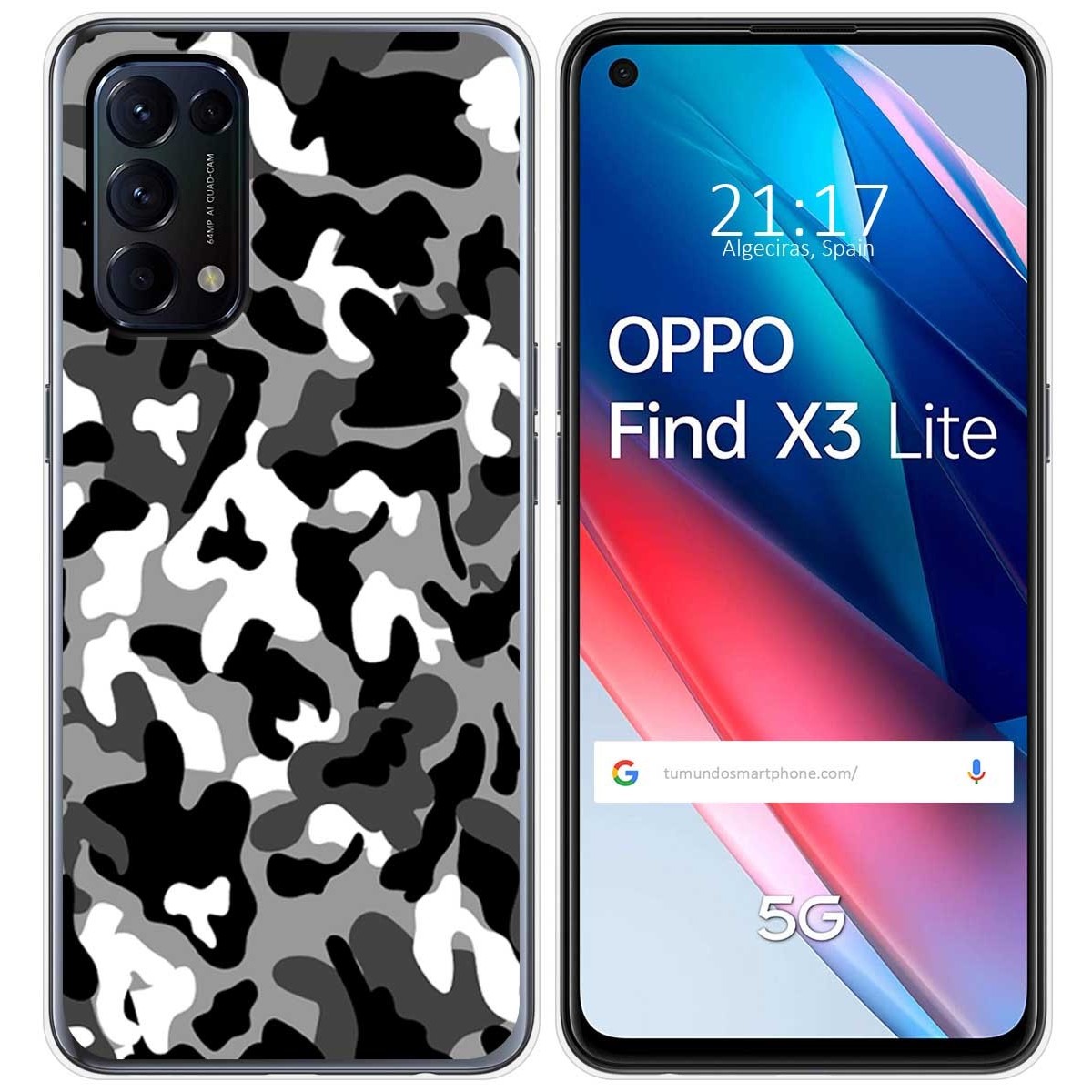 Funda Gel Tpu para Oppo Find X3 Lite 5G diseño Snow Camuflaje Dibujos