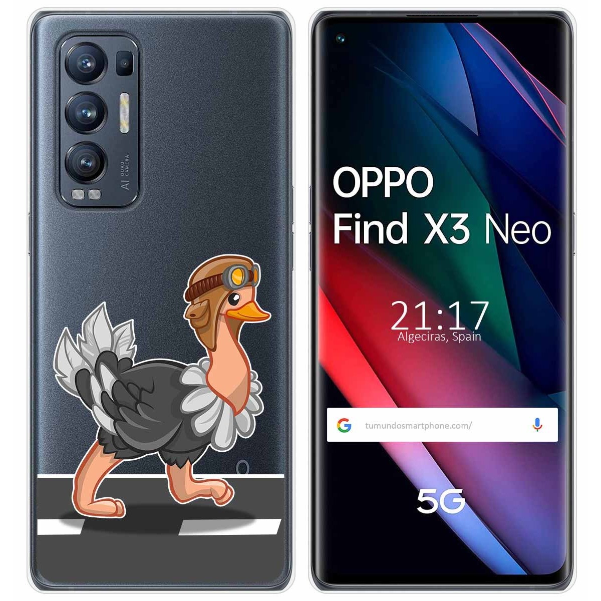 Funda Gel Transparente para Oppo Find X3 Neo 5G diseño Avestruz Dibujos