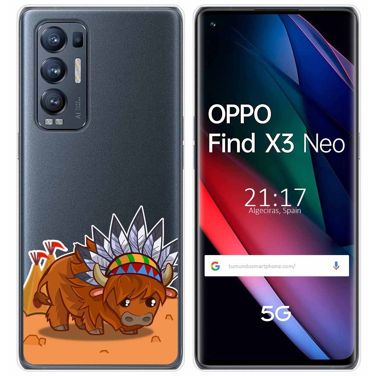 Funda Gel Transparente para Oppo Find X3 Neo 5G diseño Bufalo Dibujos