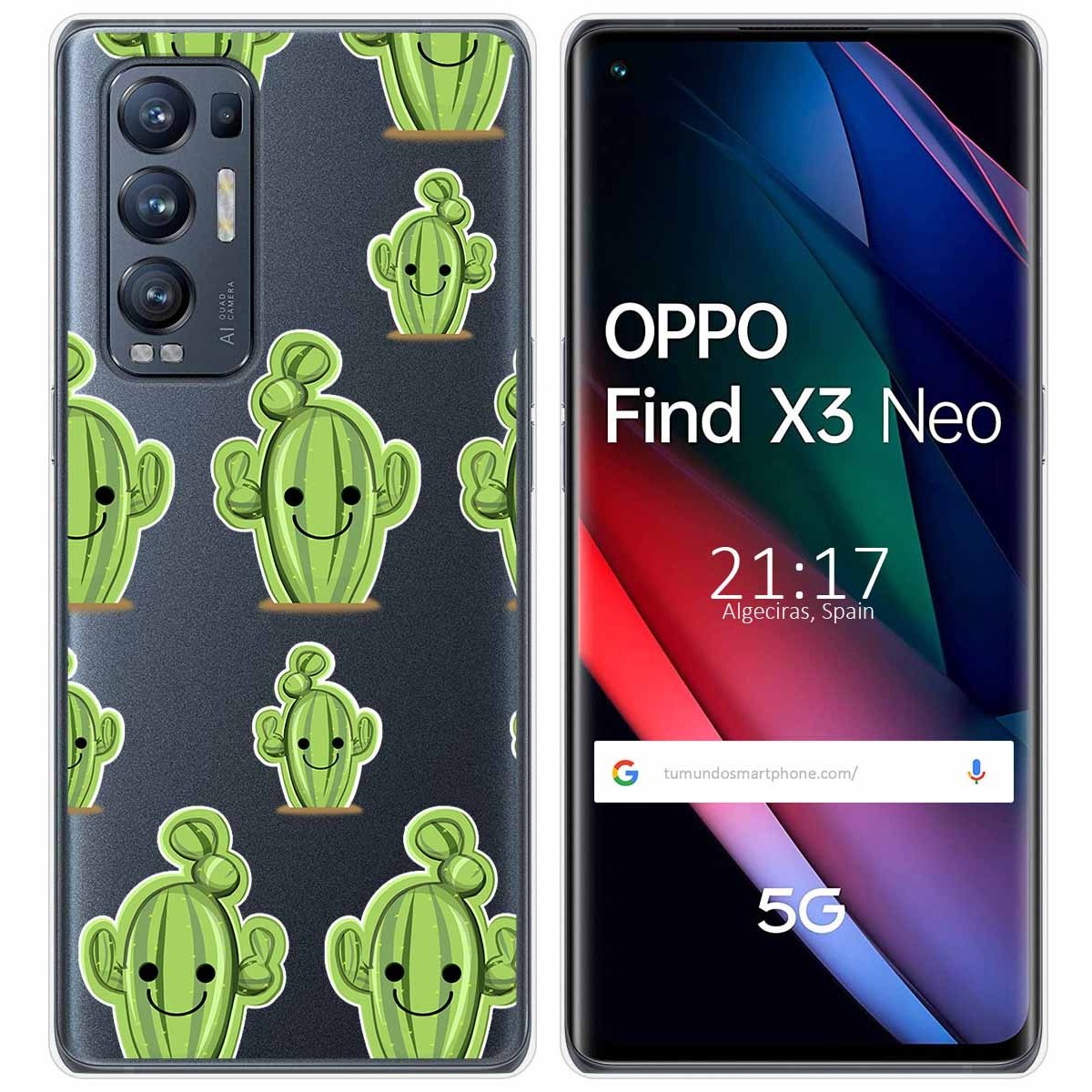 Funda Gel Transparente para Oppo Find X3 Neo 5G diseño Cactus Dibujos