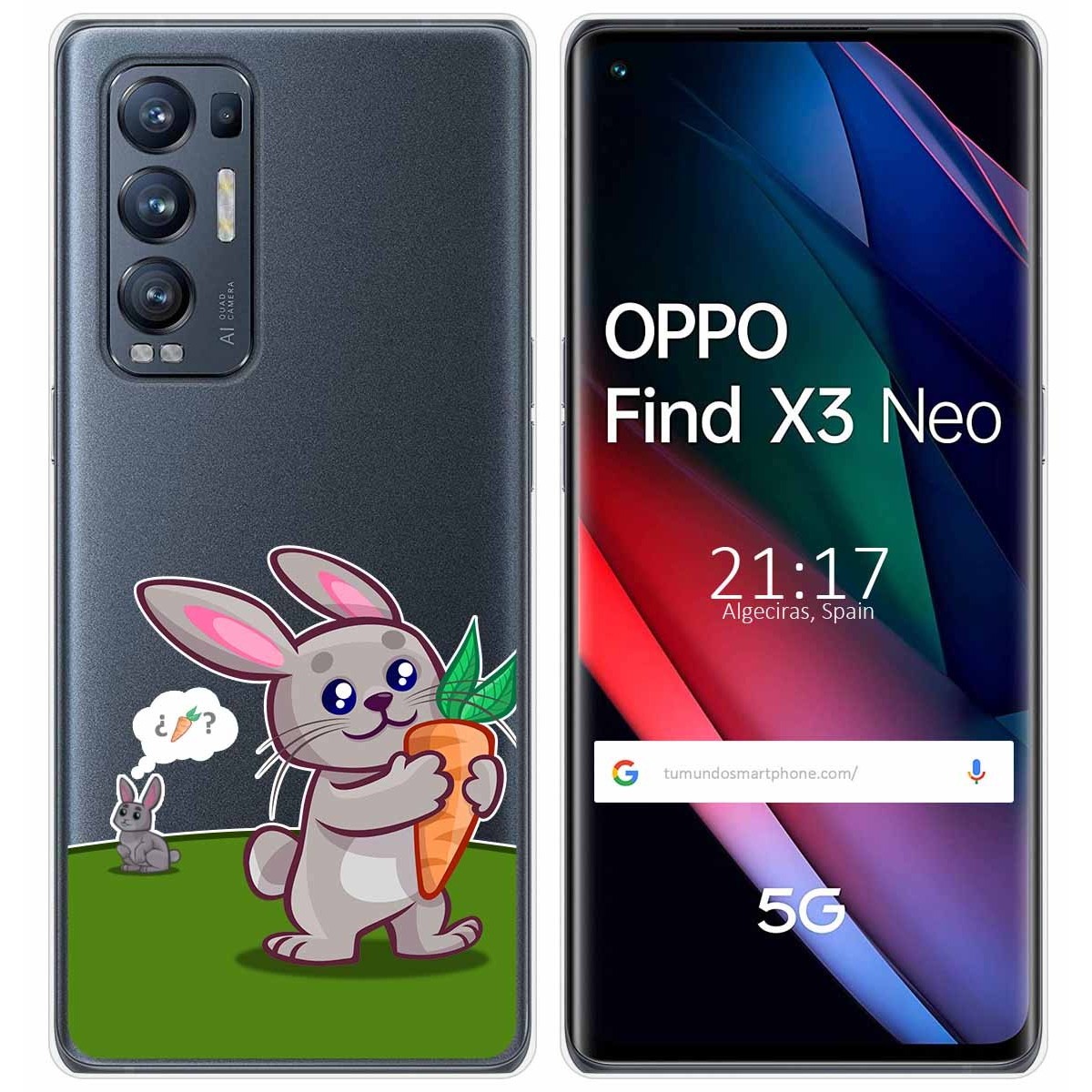 Funda Gel Transparente para Oppo Find X3 Neo 5G diseño Conejo Dibujos