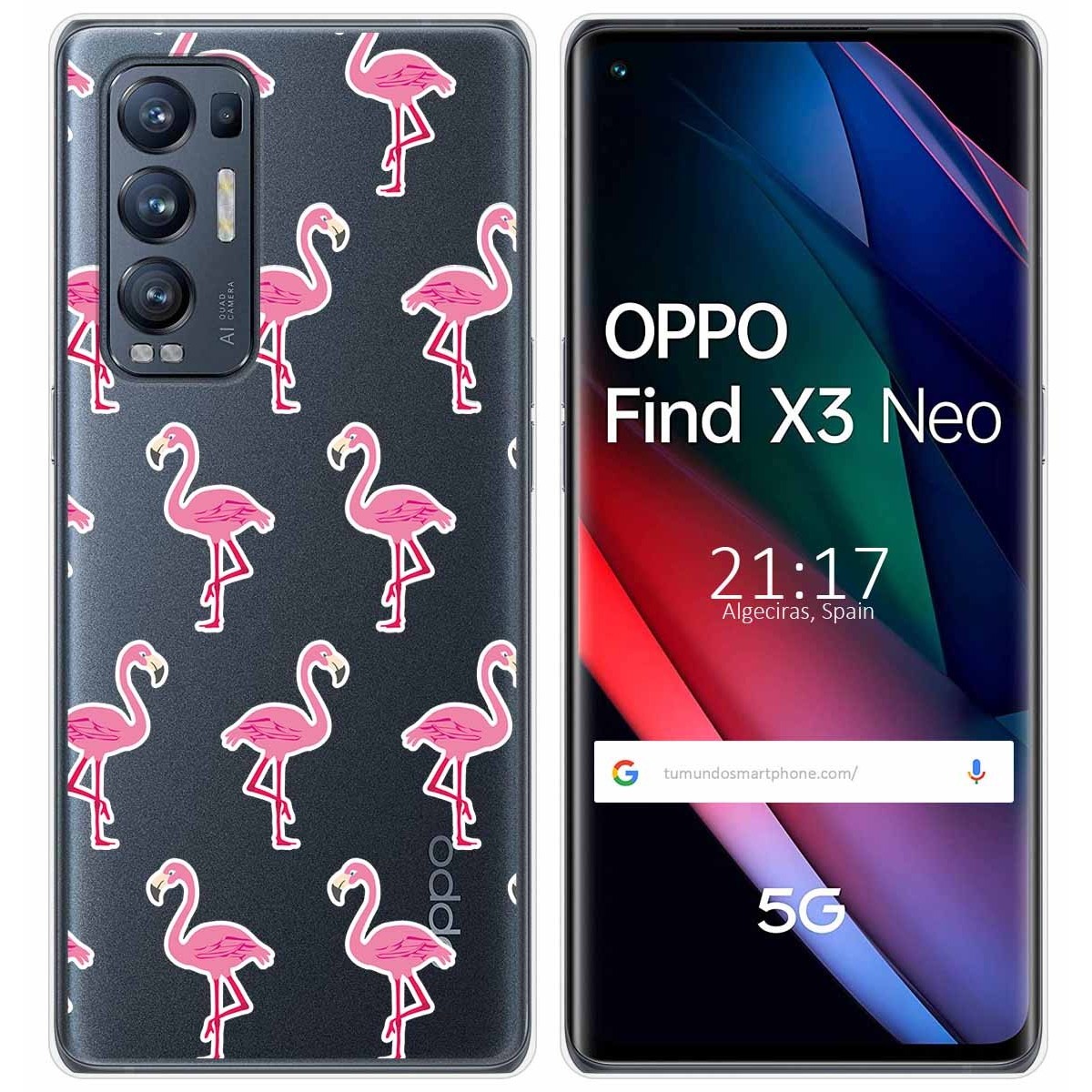 Funda Gel Transparente para Oppo Find X3 Neo 5G diseño Flamenco Dibujos