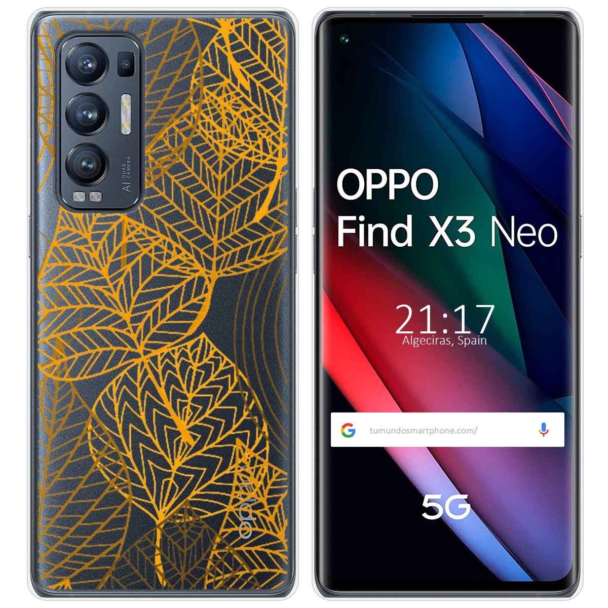 Funda Gel Transparente para Oppo Find X3 Neo 5G diseño Hojas Dibujos