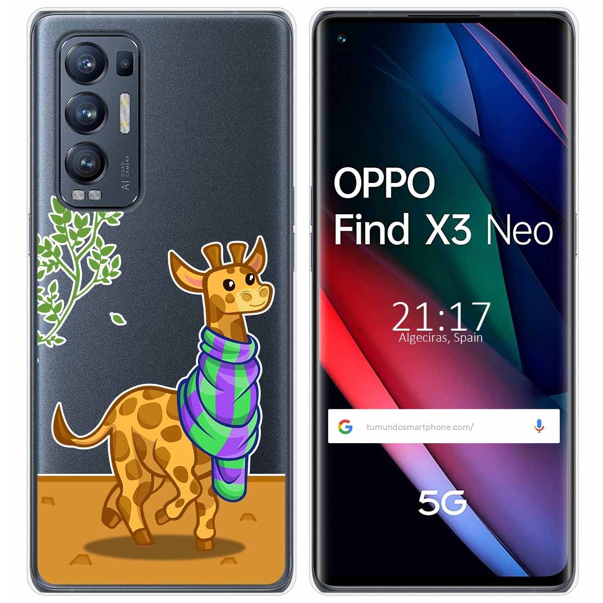 Funda Gel Transparente para Oppo Find X3 Neo 5G diseño Jirafa Dibujos