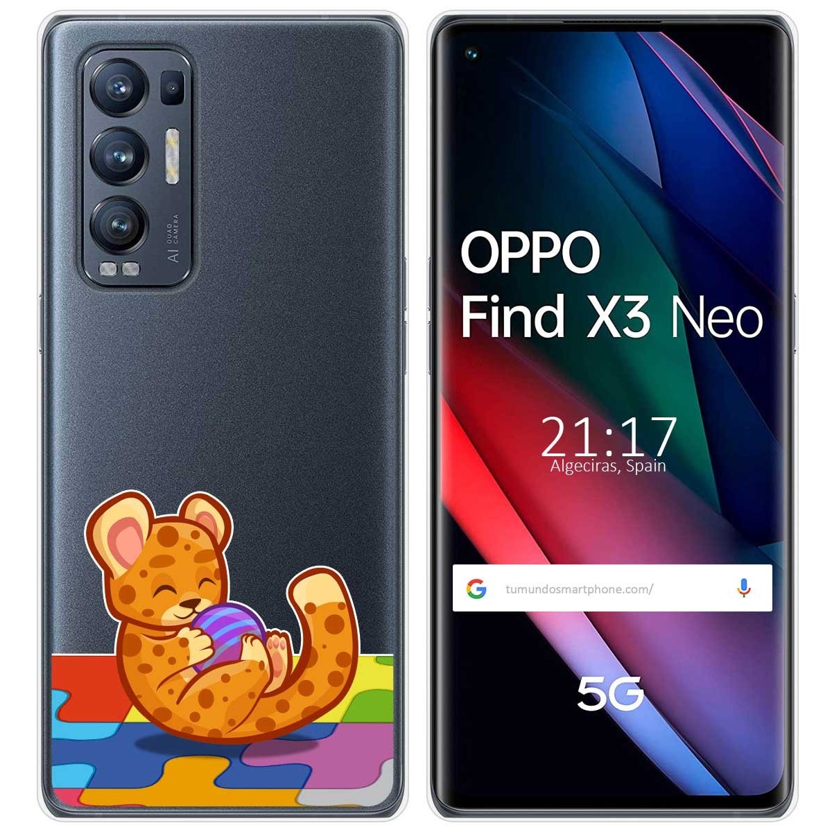 Funda Gel Transparente para Oppo Find X3 Neo 5G diseño Leopardo Dibujos