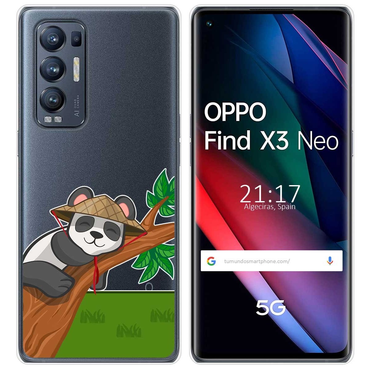 Funda Gel Transparente para Oppo Find X3 Neo 5G diseño Panda Dibujos