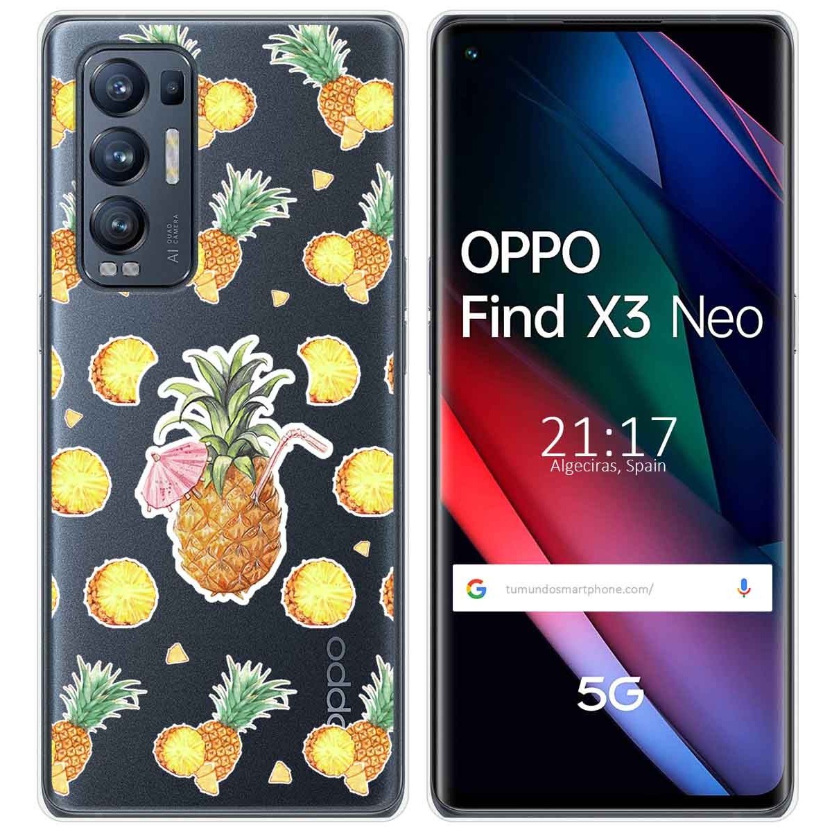 Funda Gel Transparente para Oppo Find X3 Neo 5G diseño Piña Dibujos