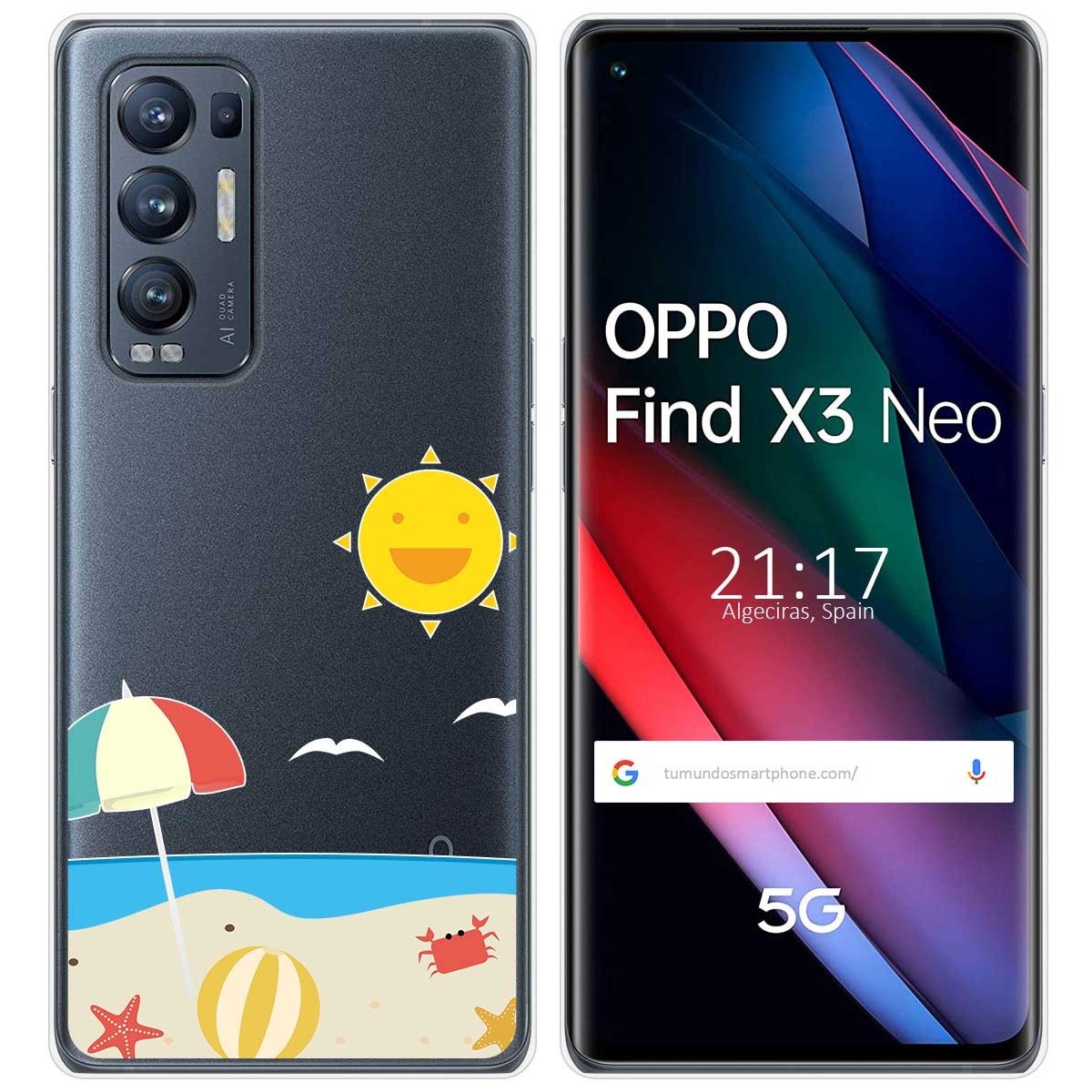 Funda Gel Transparente para Oppo Find X3 Neo 5G diseño Playa Dibujos