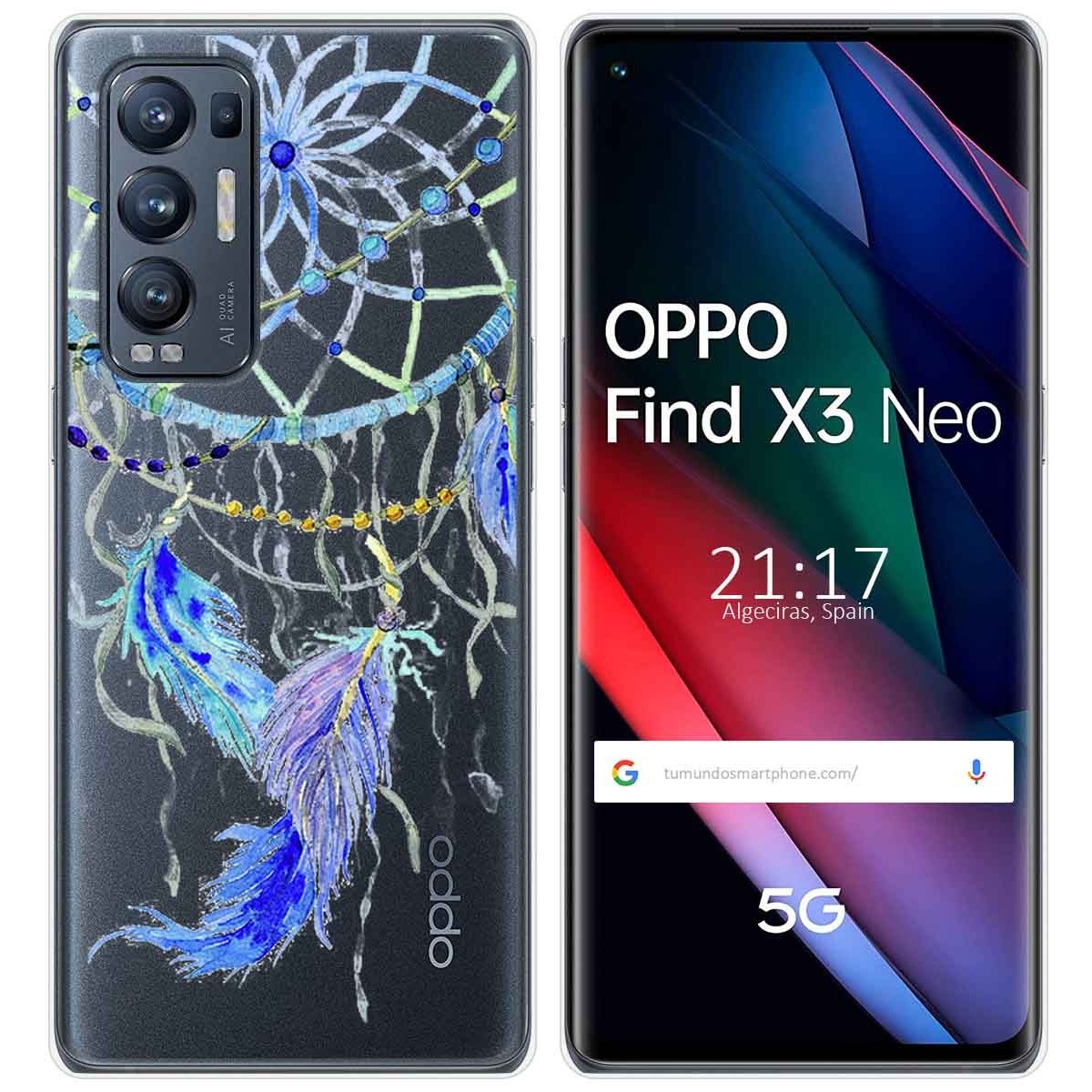 Funda Gel Transparente para Oppo Find X3 Neo 5G diseño Plumas Dibujos