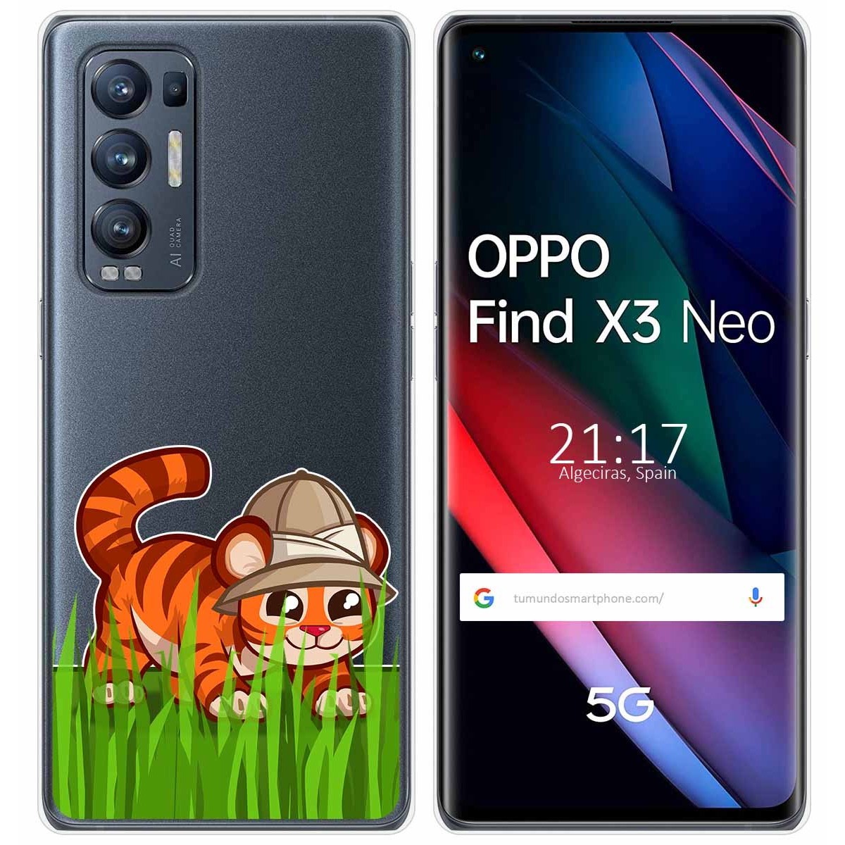 Funda Gel Transparente para Oppo Find X3 Neo 5G diseño Tigre Dibujos