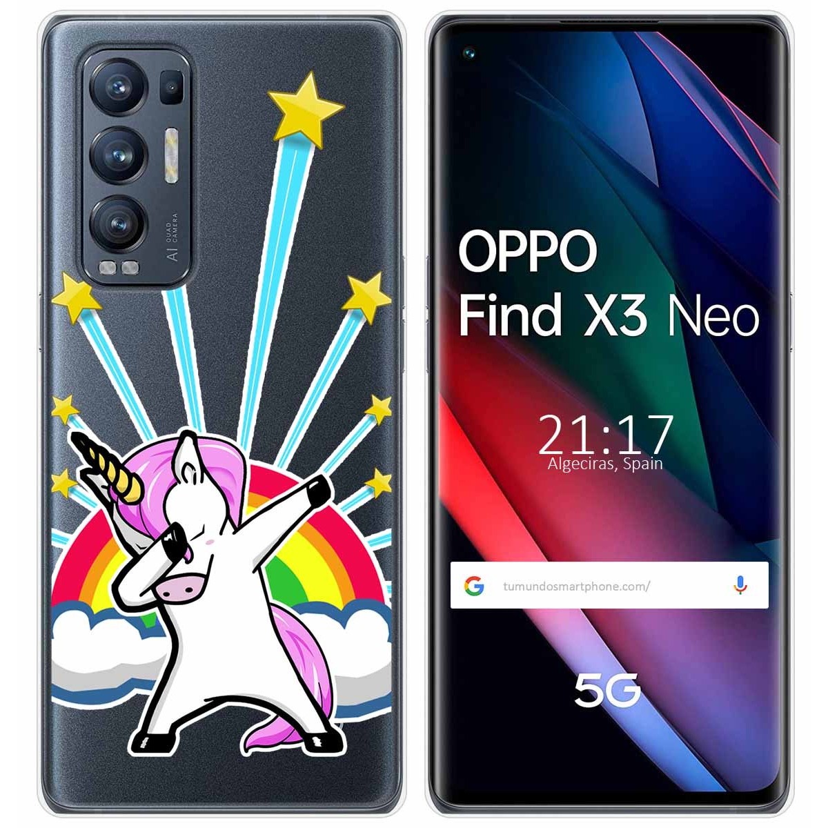 Funda Gel Transparente para Oppo Find X3 Neo 5G diseño Unicornio Dibujos