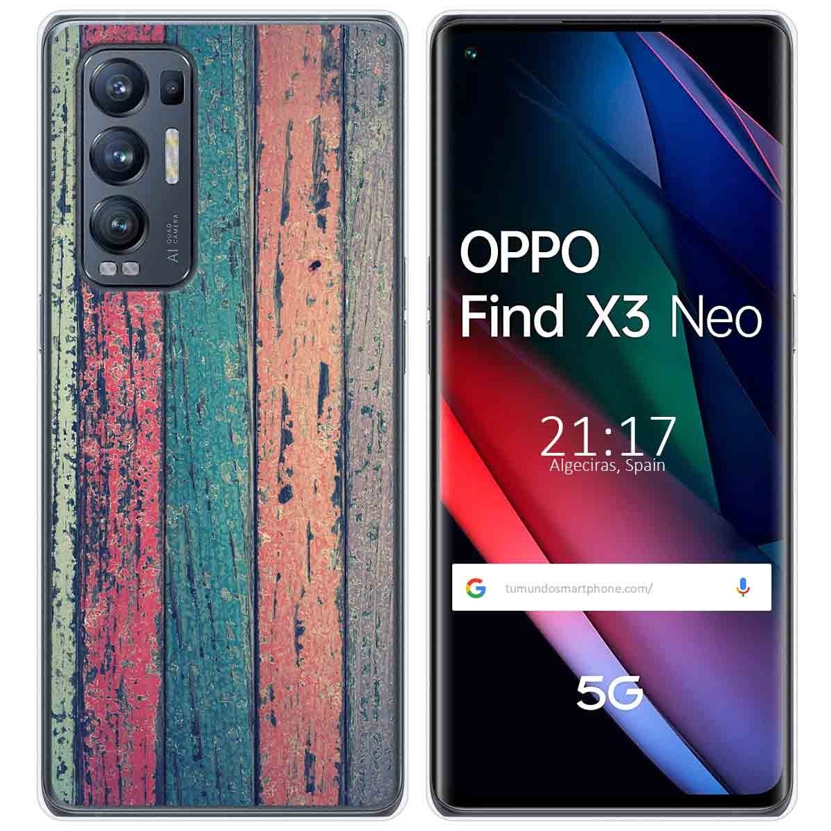 Funda Gel Tpu para Oppo Find X3 Neo 5G diseño Madera 10 Dibujos