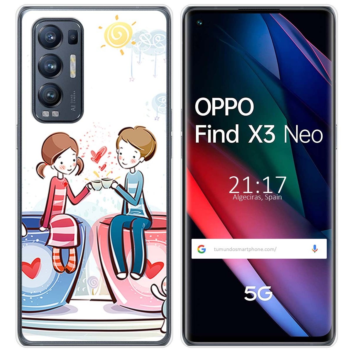 Funda Gel Tpu para Oppo Find X3 Neo 5G diseño Café Dibujos