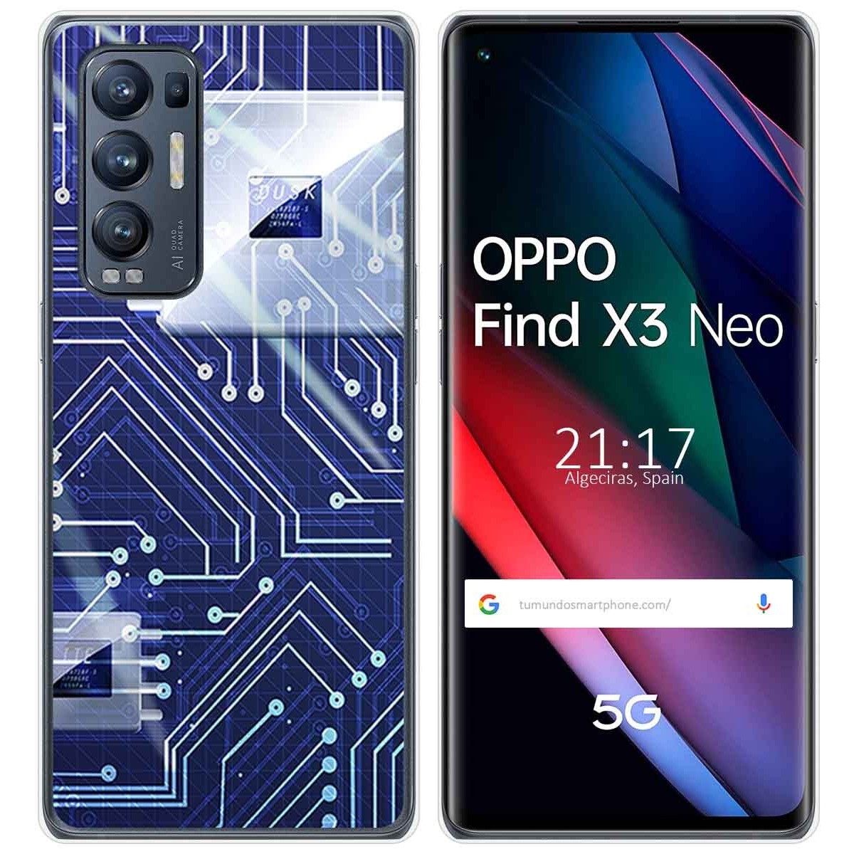 Funda Gel Tpu para Oppo Find X3 Neo 5G diseño Circuito Dibujos