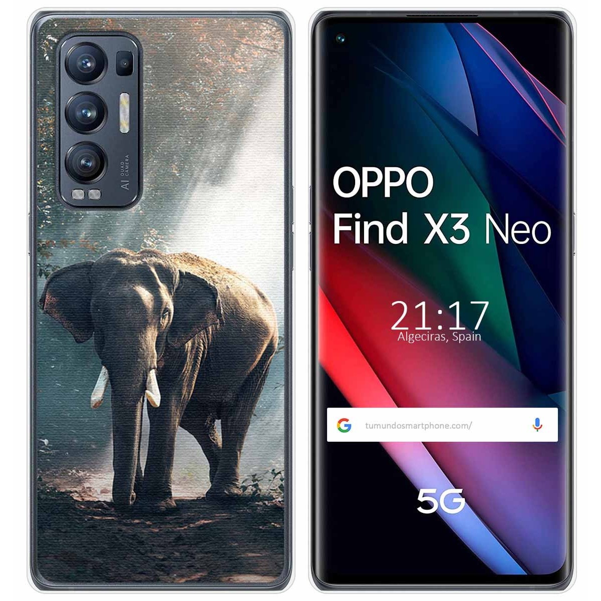 Funda Gel Tpu para Oppo Find X3 Neo 5G diseño Elefante Dibujos