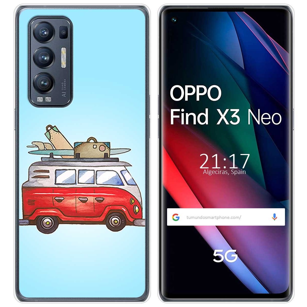 Funda Gel Tpu para Oppo Find X3 Neo 5G diseño Furgoneta Dibujos