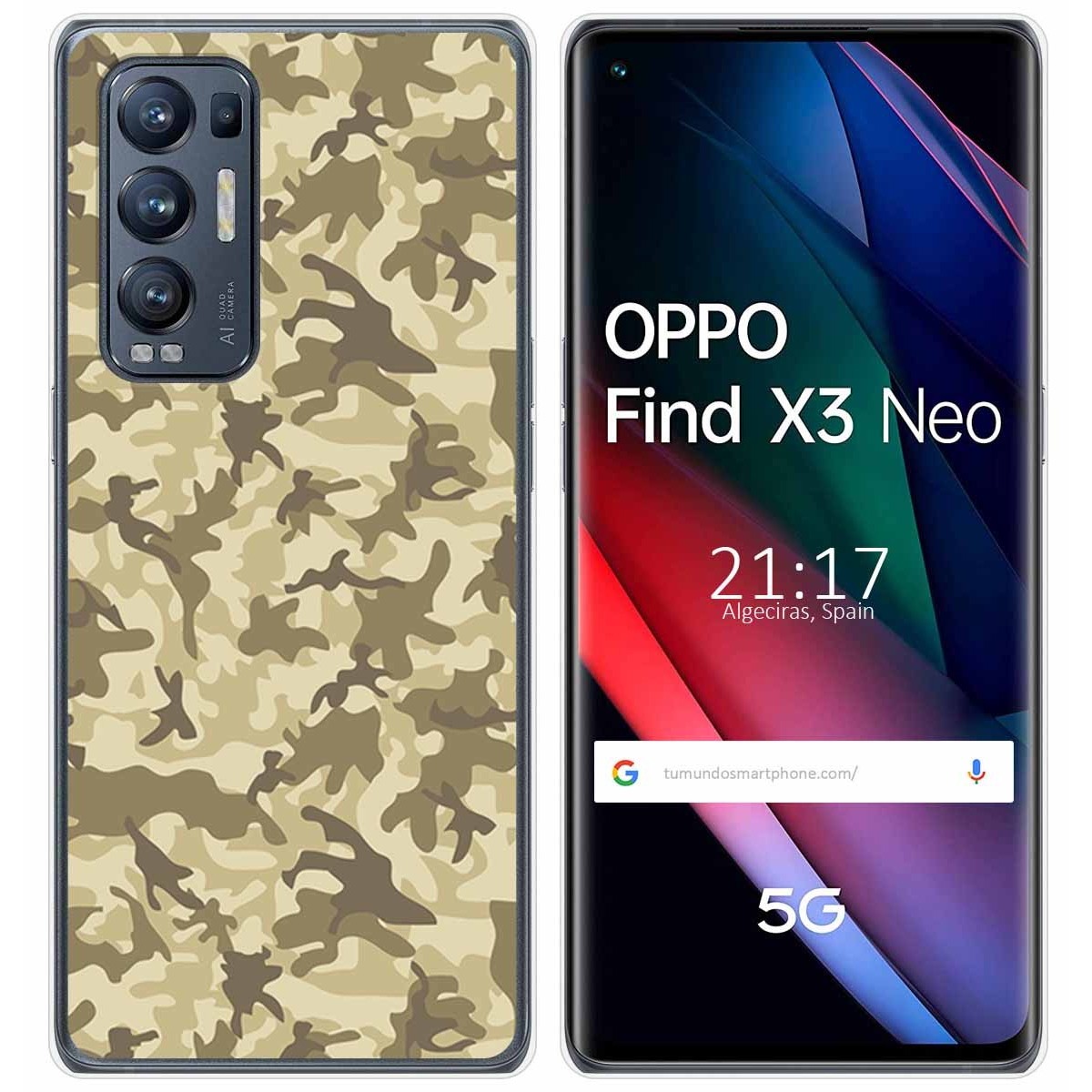Funda Gel Tpu para Oppo Find X3 Neo 5G diseño Sand Camuflaje Dibujos