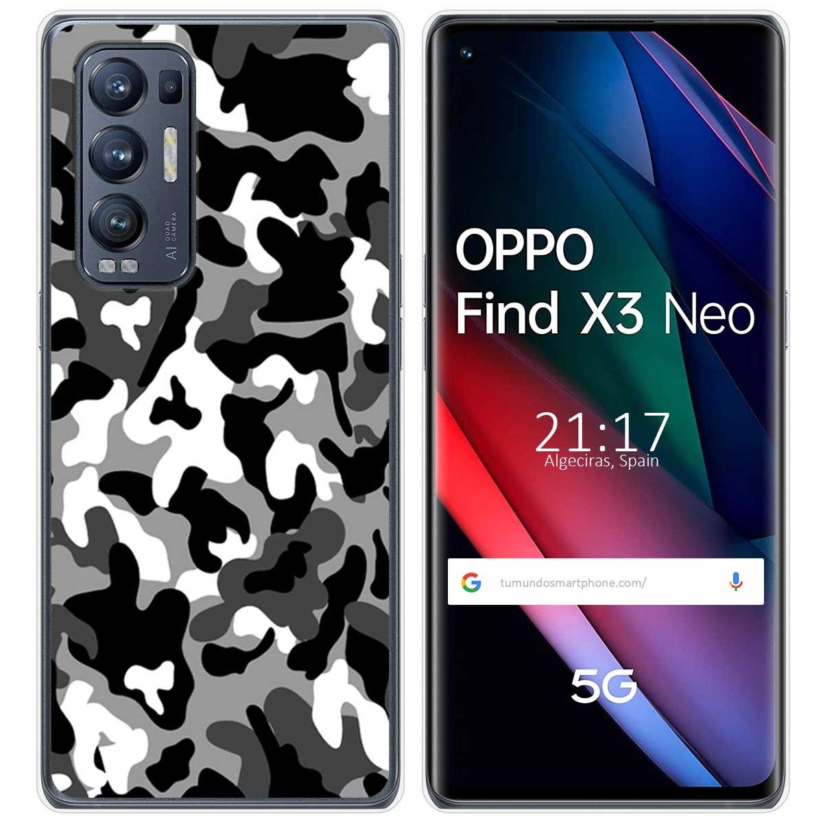 Funda Gel Tpu para Oppo Find X3 Neo 5G diseño Snow Camuflaje Dibujos
