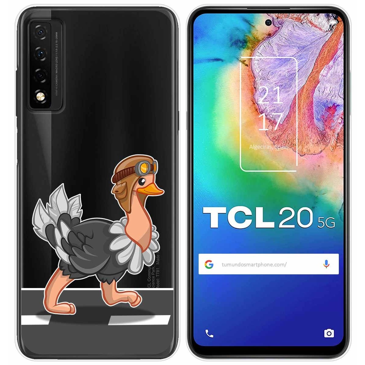 Funda Gel Transparente para TCL 20 5G diseño Avestruz Dibujos