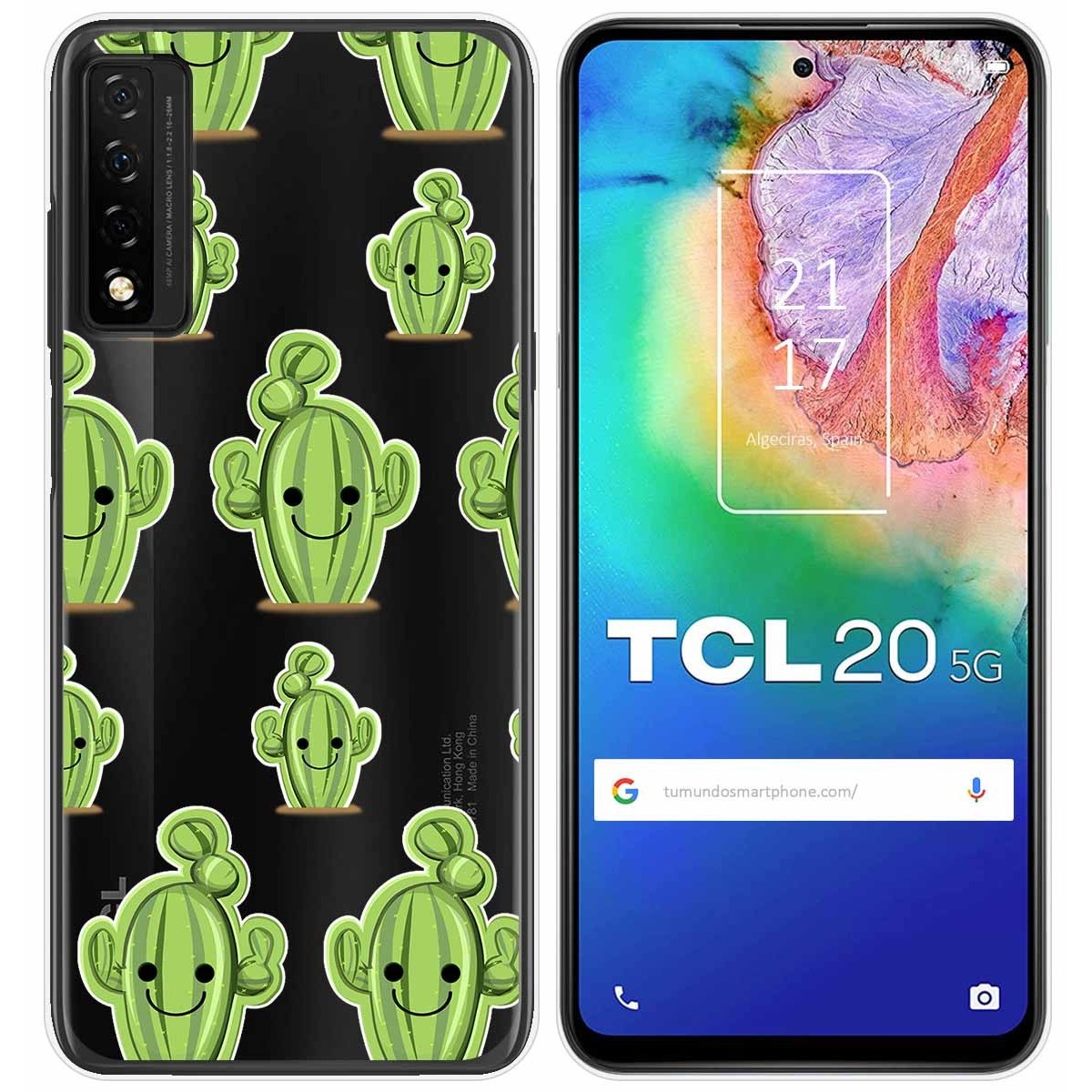Funda Gel Transparente para TCL 20 5G diseño Cactus Dibujos