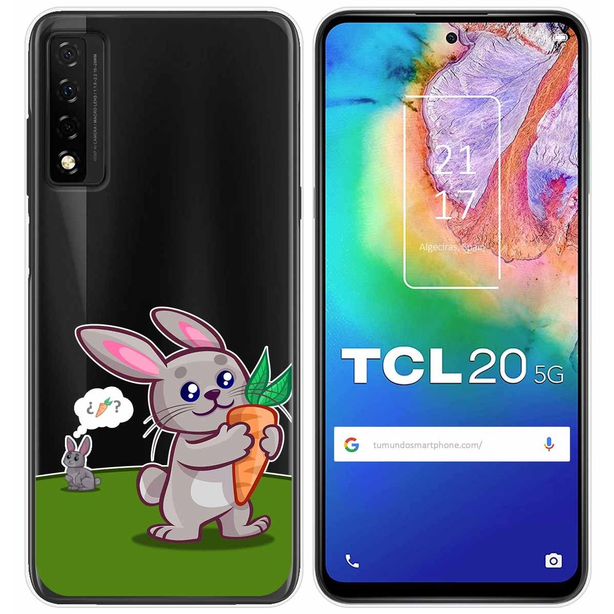 Funda Gel Transparente para TCL 20 5G diseño Conejo Dibujos