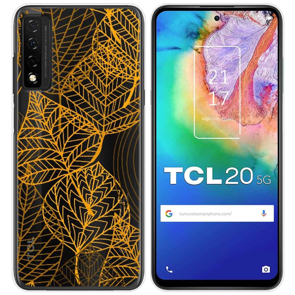 Funda Gel Transparente para TCL 20 5G diseño Hojas Dibujos