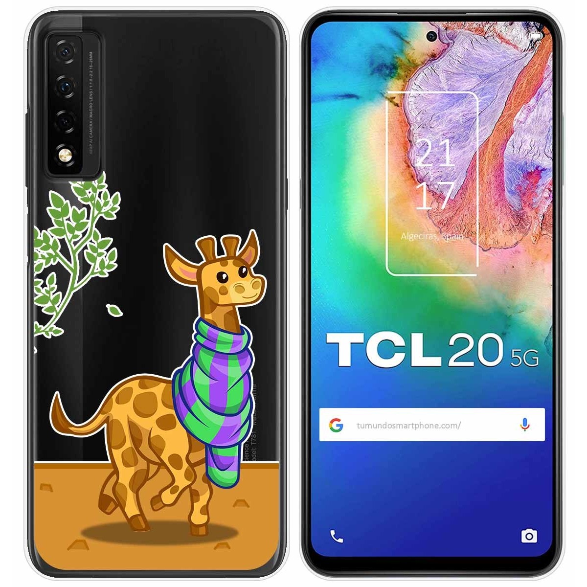Funda Gel Transparente para TCL 20 5G diseño Jirafa Dibujos