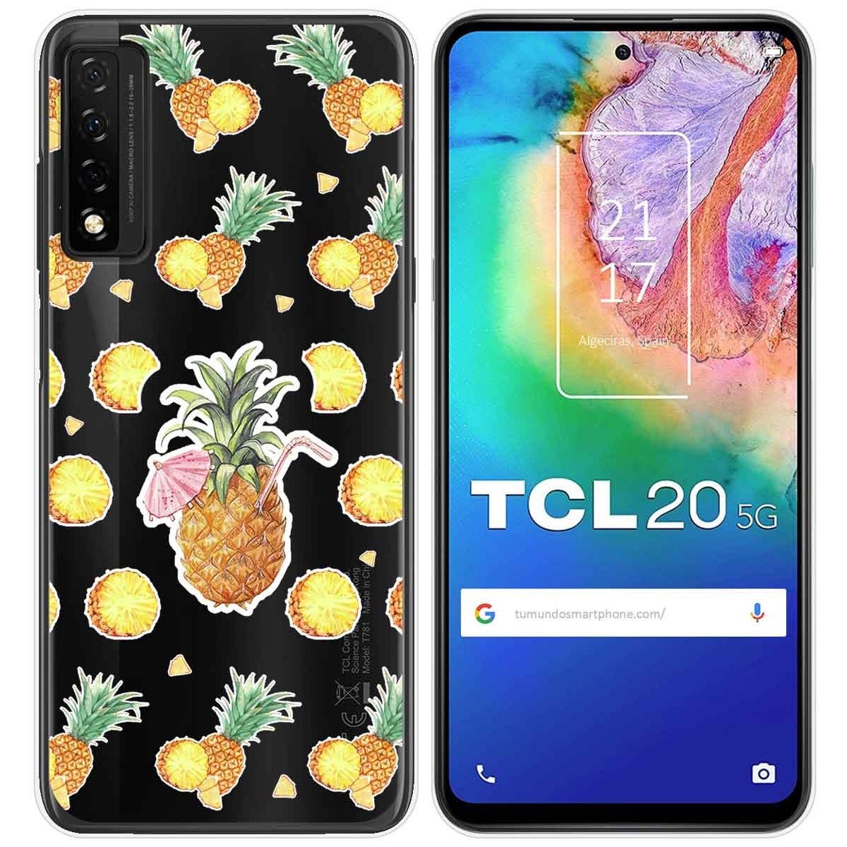 Funda Gel Transparente para TCL 20 5G diseño Piña Dibujos