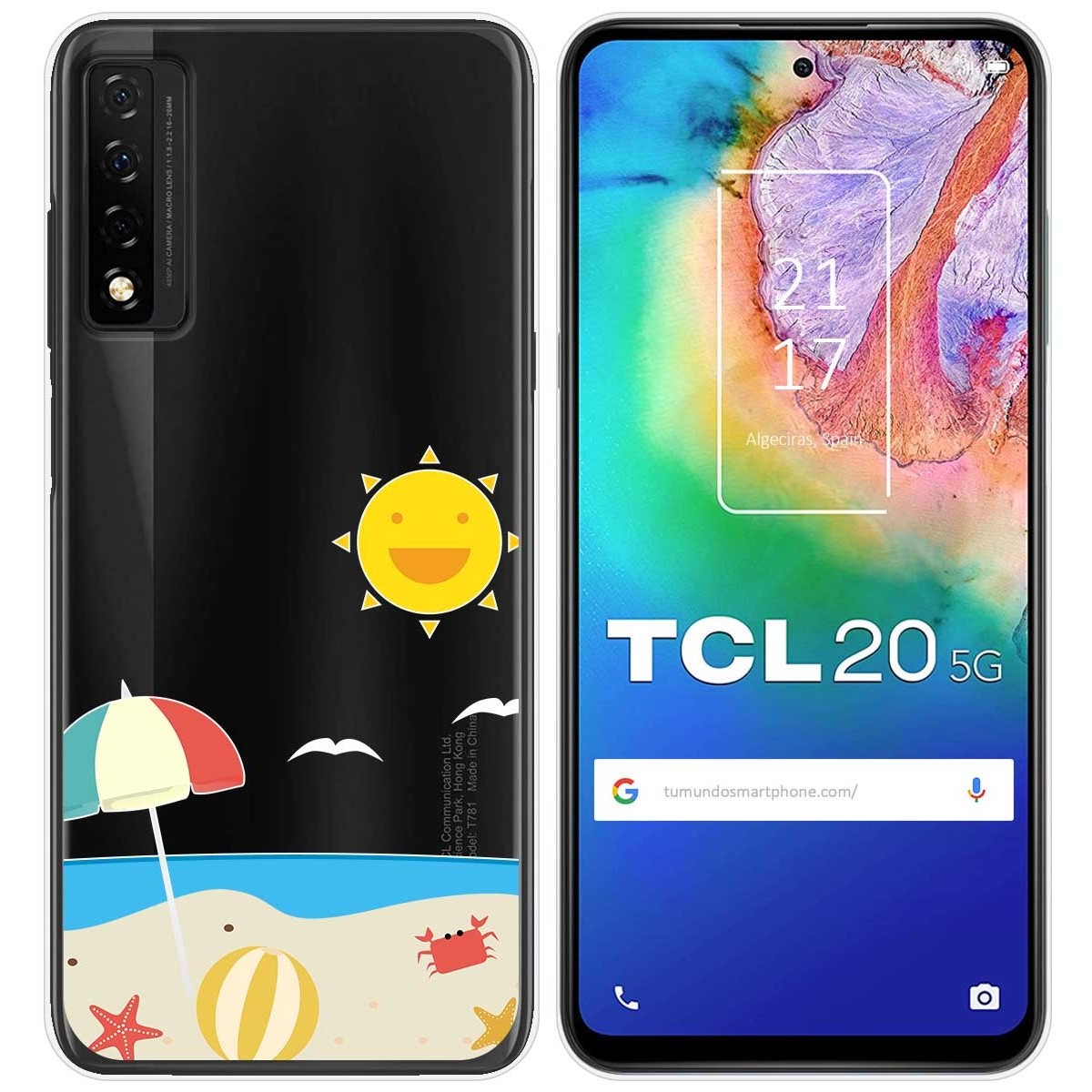 Funda Gel Transparente para TCL 20 5G diseño Playa Dibujos