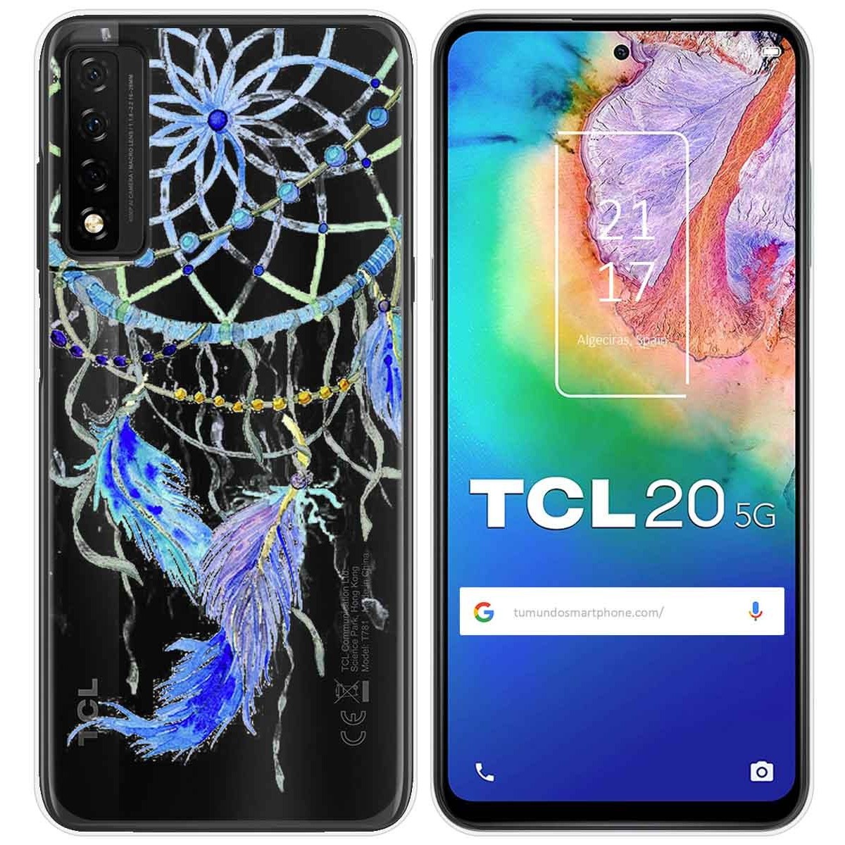 Funda Gel Transparente para TCL 20 5G diseño Plumas Dibujos