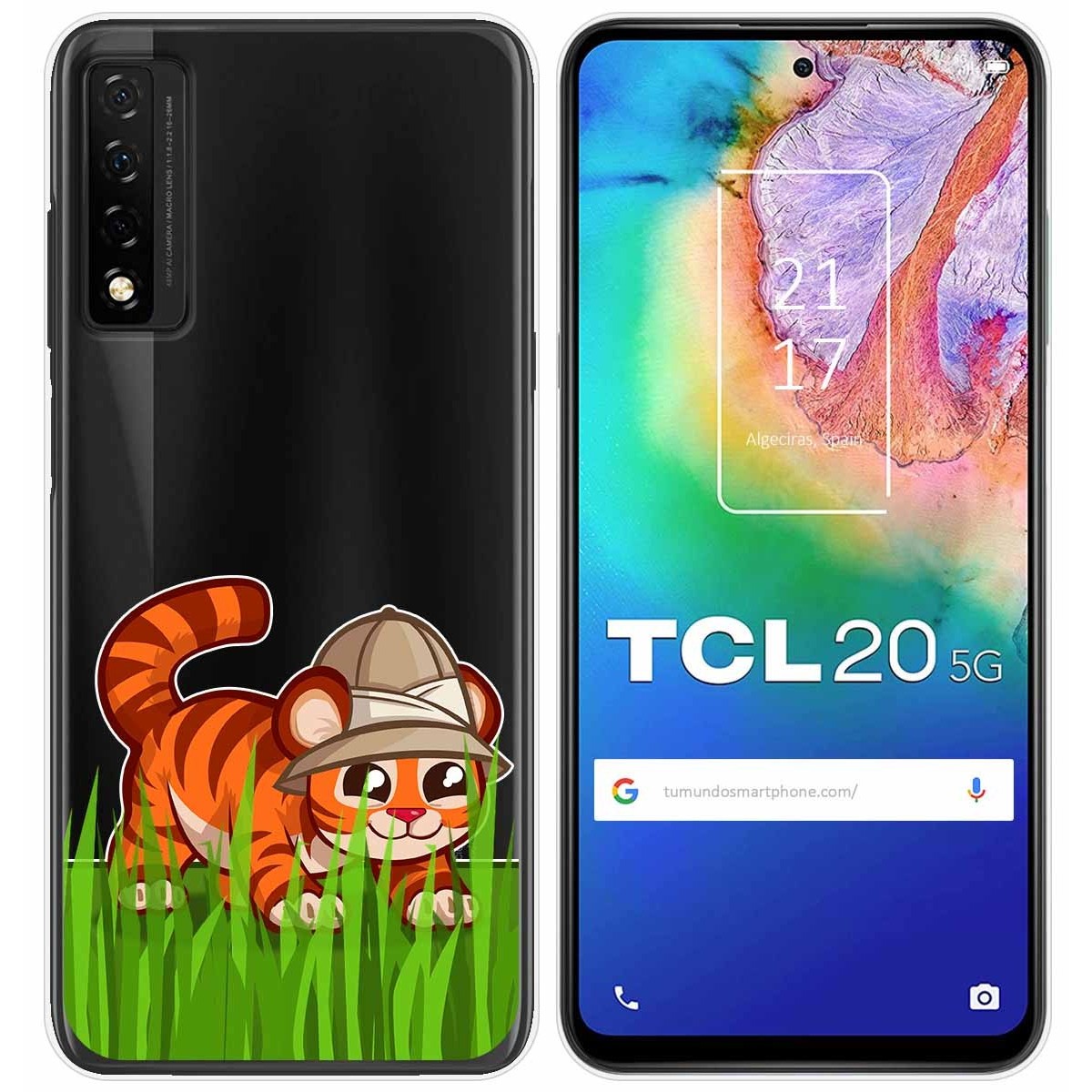 Funda Gel Transparente para TCL 20 5G diseño Tigre Dibujos