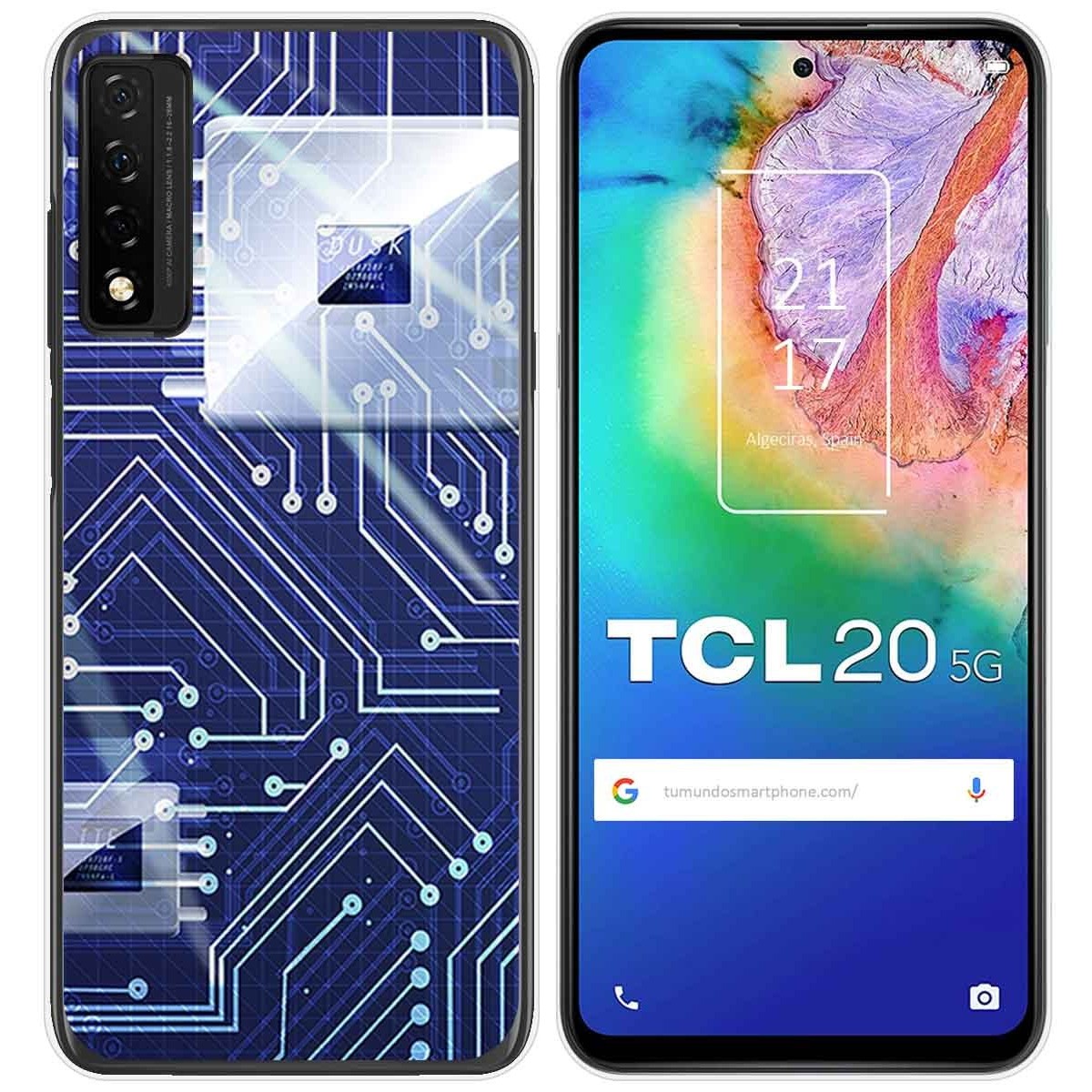Funda Gel Tpu para TCL 20 5G diseño Circuito Dibujos