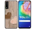 Funda Gel Tpu para TCL 20 5G diseño Corazones Madera Dibujos