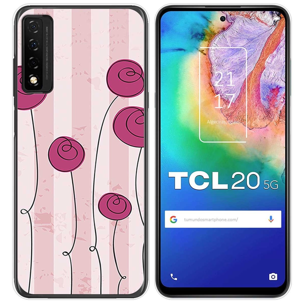 Funda Gel Tpu para TCL 20 5G diseño Flores Vintage Dibujos