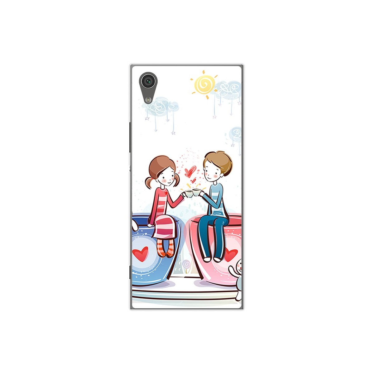 Funda Gel Tpu para Sony Xperia XA1 Diseño Cafe Dibujos