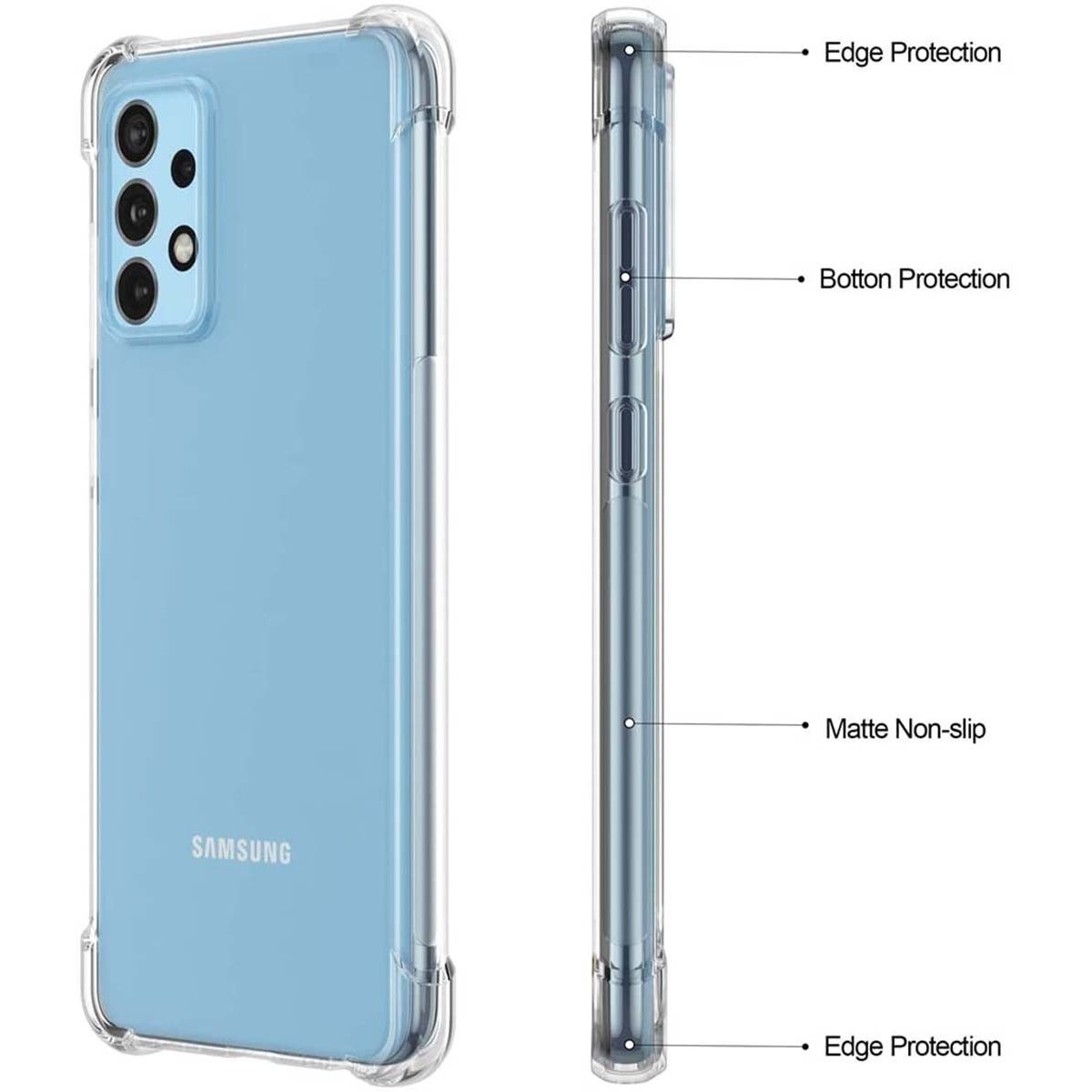 Funda Gel Tpu Anti-Shock Transparente para Samsung Galaxy A72