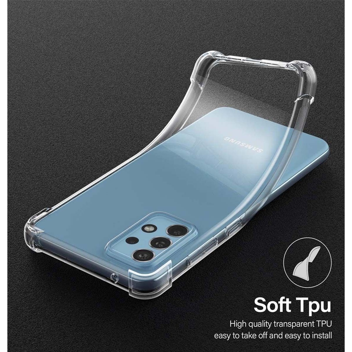 Funda Gel Tpu Anti-Shock Transparente para Samsung Galaxy A72