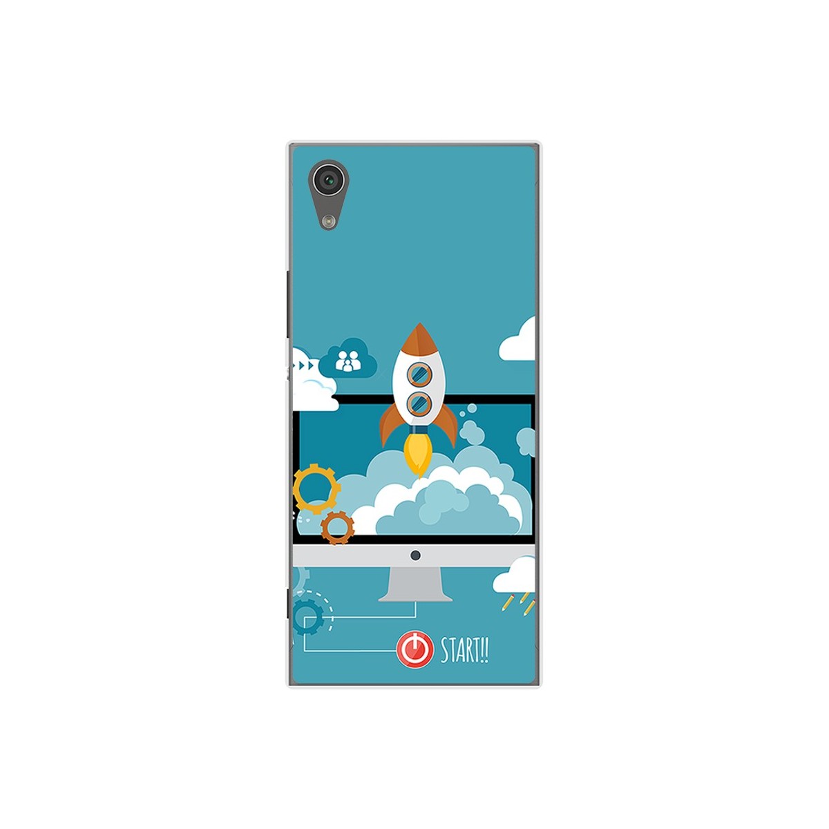 Funda Gel Tpu para Sony Xperia XA1 Diseño Cohete Dibujos
