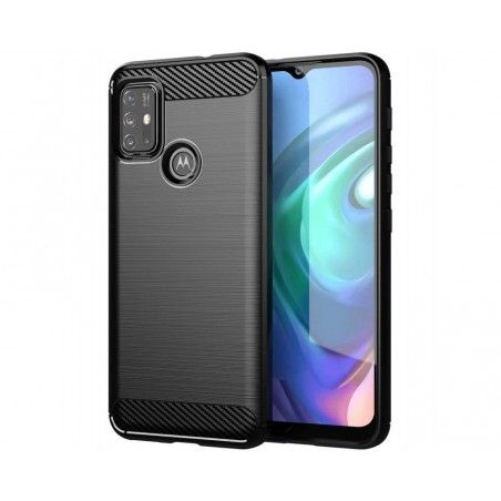 Funda Gel Tpu Tipo Carbon Negra para Motorola Moto G10 / G20 / G30