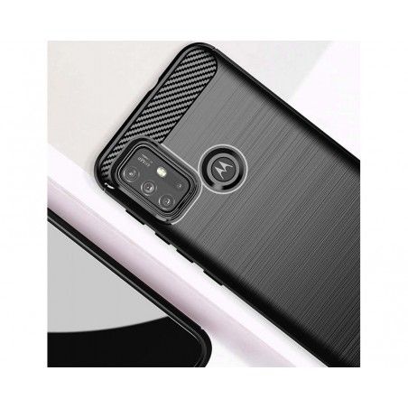 Funda Gel Tpu Tipo Carbon Negra para Motorola Moto G10 / G20 / G30