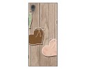 Funda Gel Tpu para Sony Xperia XA1 Diseño Corazones Madera Dibujos