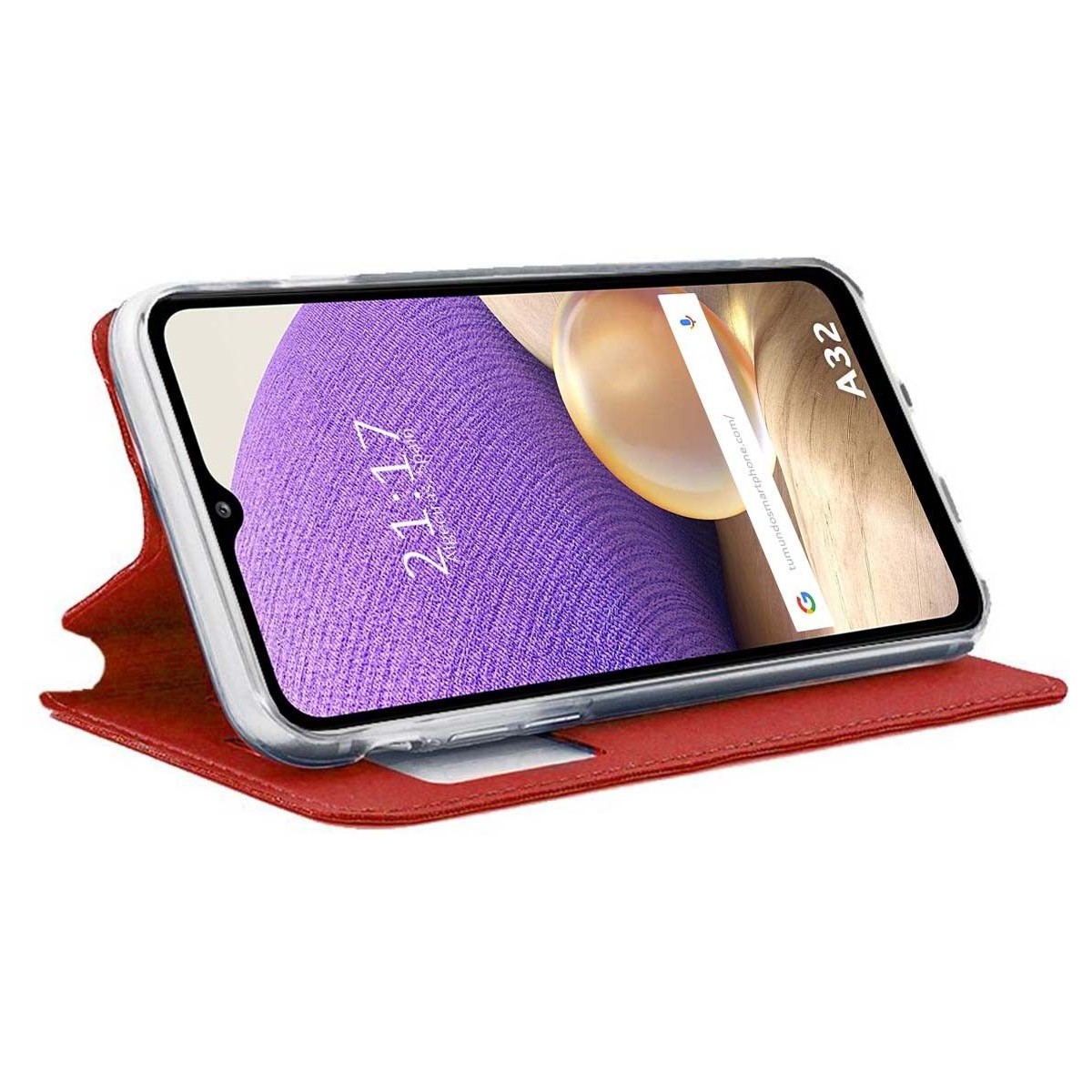 Funda Libro Soporte con Ventana para Samsung Galaxy A32 4G color Roja