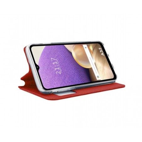 Funda Libro Soporte con Ventana para Samsung Galaxy A32 4G color Roja