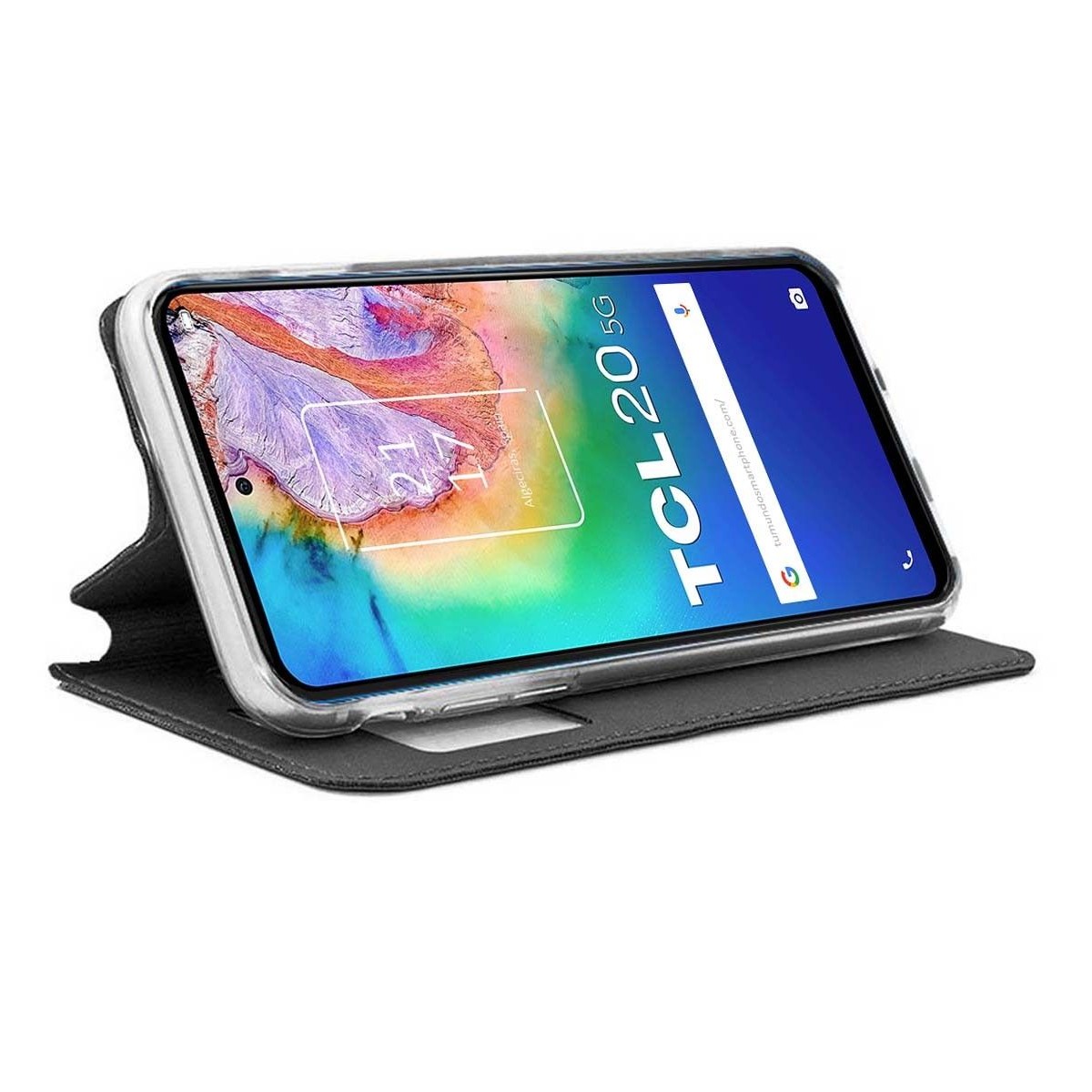 Funda Libro Soporte con Ventana para TCL 20 5G Color Negra
