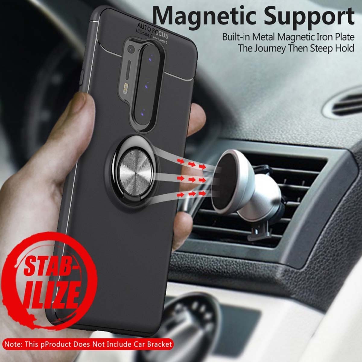 Funda Magnetica Soporte con Anillo Giratorio 360 para OnePlus 8 Pro Azul